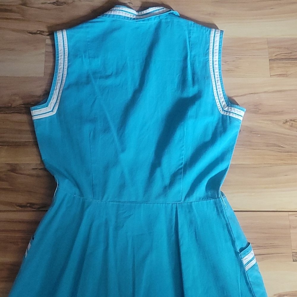 Vintage 50s Nautical Sailor Dress M - Picture 4 of 11